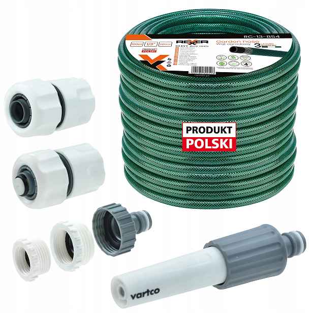 Hadice 1/2" 100 M 3 Vrstvá Spojky Tryska Polský