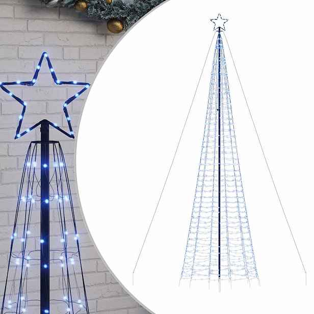 vidaXL LED vánoční stromek s hroty 1534 modrých LED diod 500 cm