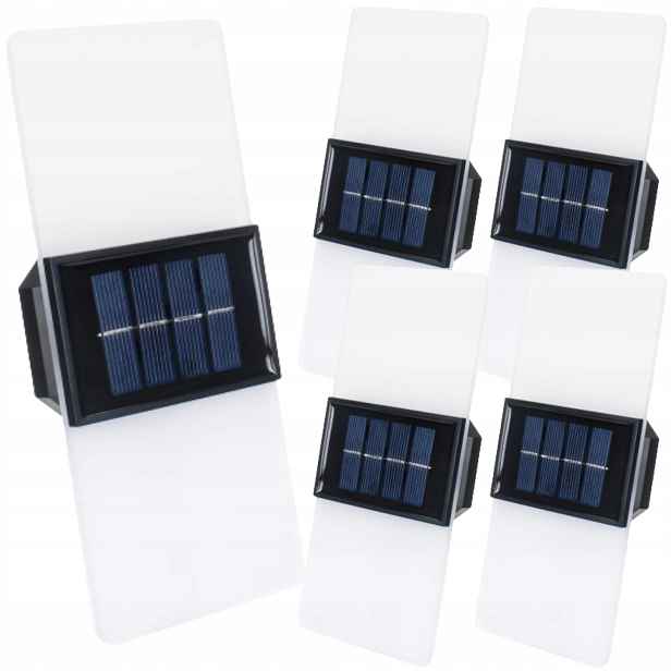 5x Solární nástěnné svítidlo Solární lampa Akryl Led Venkovní senzor soumraku