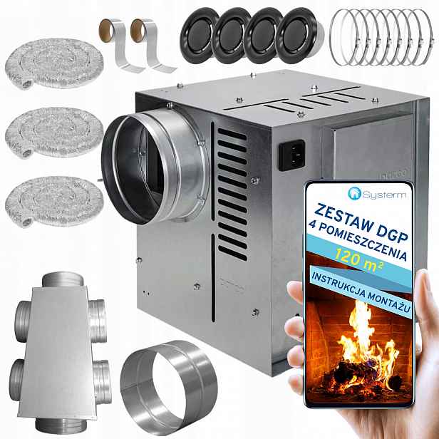 Krbová Turbína Krbový ventilátor Set Dgp 4 místnosti 120 m2