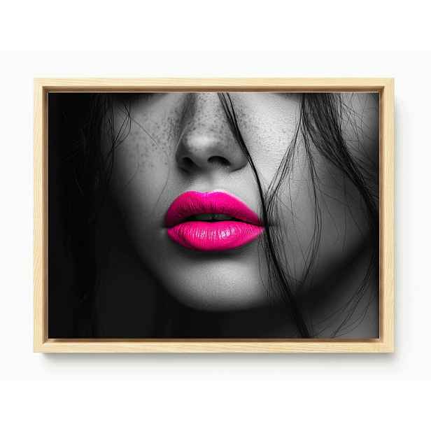Obraz Rám Americká Krabička Portrét Žena Tvář Makro Foto Neon Růžový 80x60