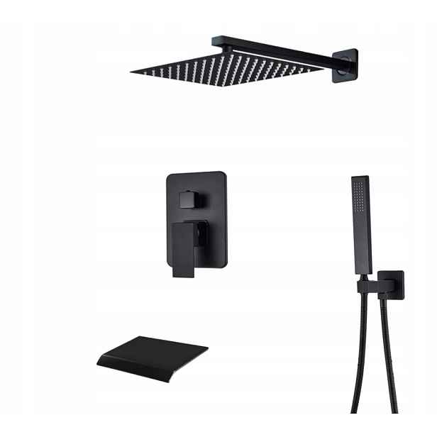 Podomítkový Set Černý Matný Vývod Vodopád Boks 25 CM