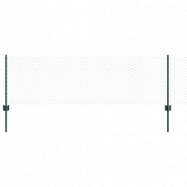 vidaXL Hexagonální plot s podpěrou 25 x 0,6 m Ocel potažená PVC Zelená