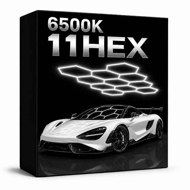 Černý Led stropní svítidlo 322W 315x229 Cm do garáže a dílny Hexagon, silný