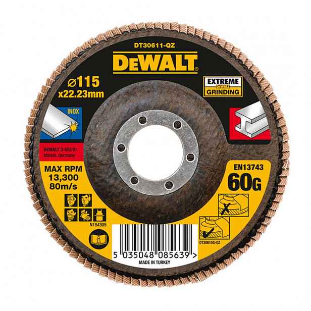 DeWALT - Lamelový brusný kotouč, P60, průměr 115 mm DT30611