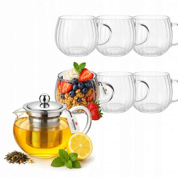 Sada Bergman džbán 950 ml 6 žebrovaných sklenic 350 ml