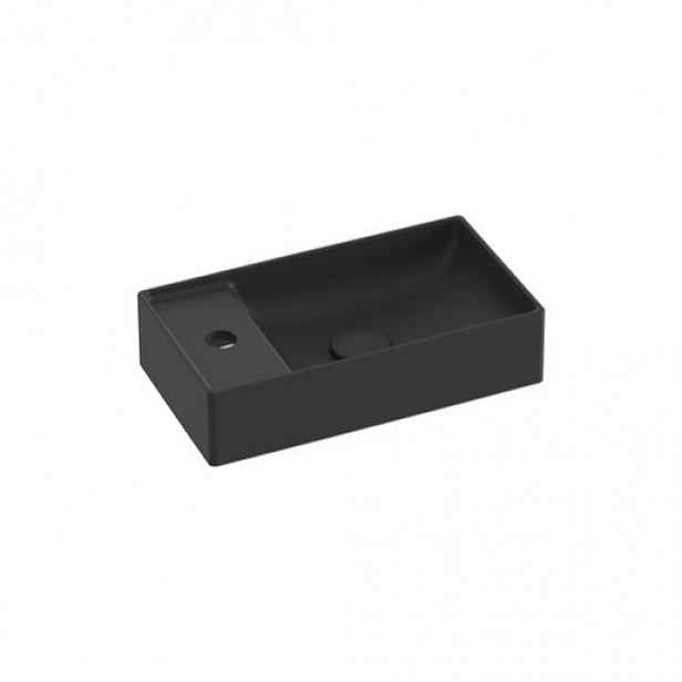 Umývátko Ravak Veda 40x22 cm černá mat otvor pro baterii, bez přepadu XJX0D240000