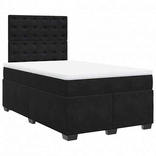 vidaXL Box spring postel s matrací černá 120 x 200 cm samet