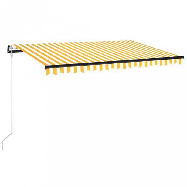Automatická markýza s LED a senzorem větru 450x300 cm Dekorhome Bílá / žlutá