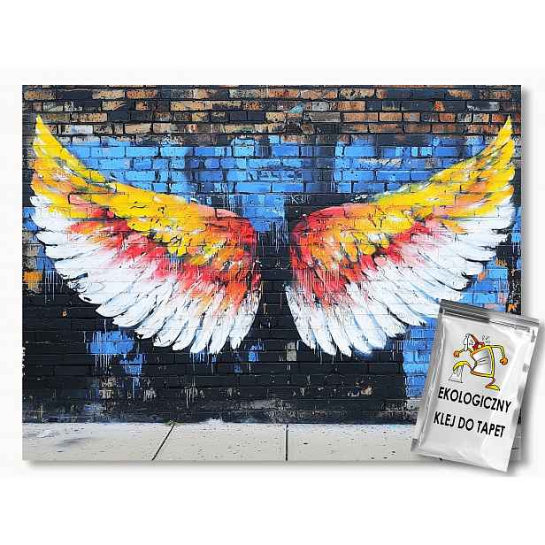 Fototapeta Flizelina Cihlová Zeď Graffiti Urban Křídla 208x146 130g