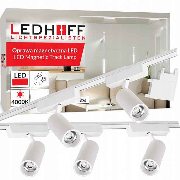 Magnetická kolejnice 2 m 5x reflektorová lampa Led spotové osvětlení Bílá