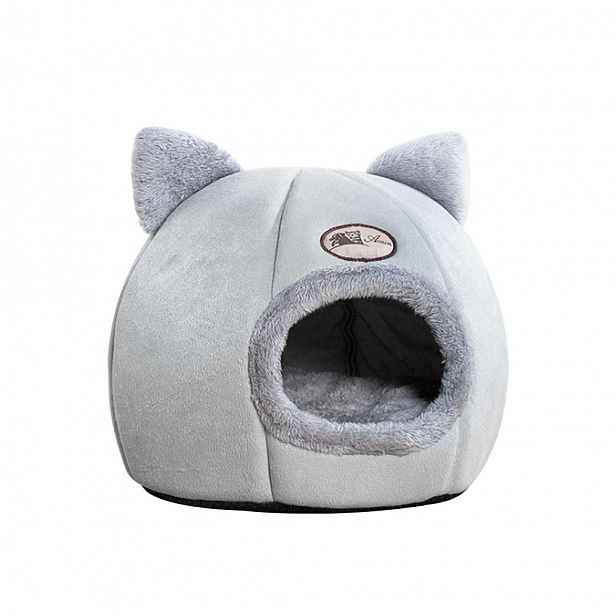 Plyšový pelíšek pro psa/kočku CATY TENT 33x33 cm, šedý