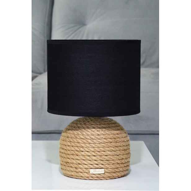 Stolní lampa z juty jutový provázek skandinávská Boho 30 černé stínidlo