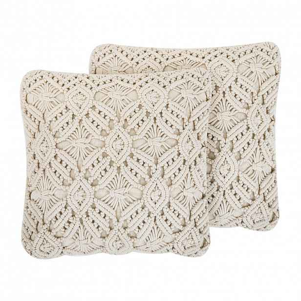 Beliani DEKORATIVNÍ POLŠTÁŘ sada 2 ks Béžový 50/50 cm Esenkoy
