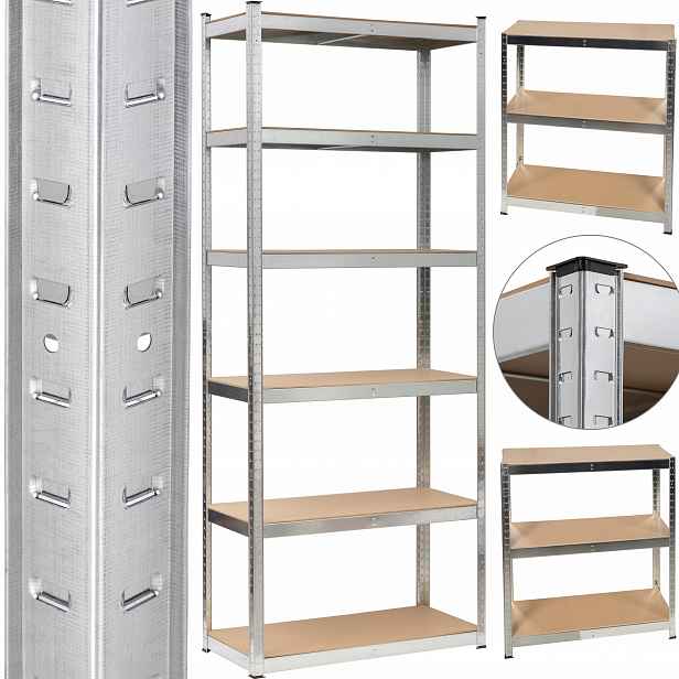 Kovový Skladový Regál Vysoký 224 cm 6x175 kg 3v1 Pro Garáž Sklepů Dooc