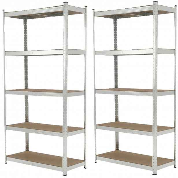 Sada 2 x kovový skladový dílenský regál 5 polic 180×90×40, 875 kg