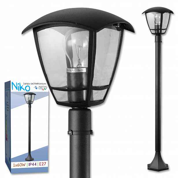 Stojací zahradní lampa s sloupkem E27 93 cm, venkovní, černá, Lampa
