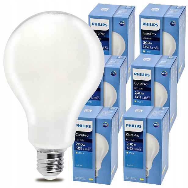 6x Led žárovka E27 Philips 23W 200W 3452lm Barva 2700k Premium Sada