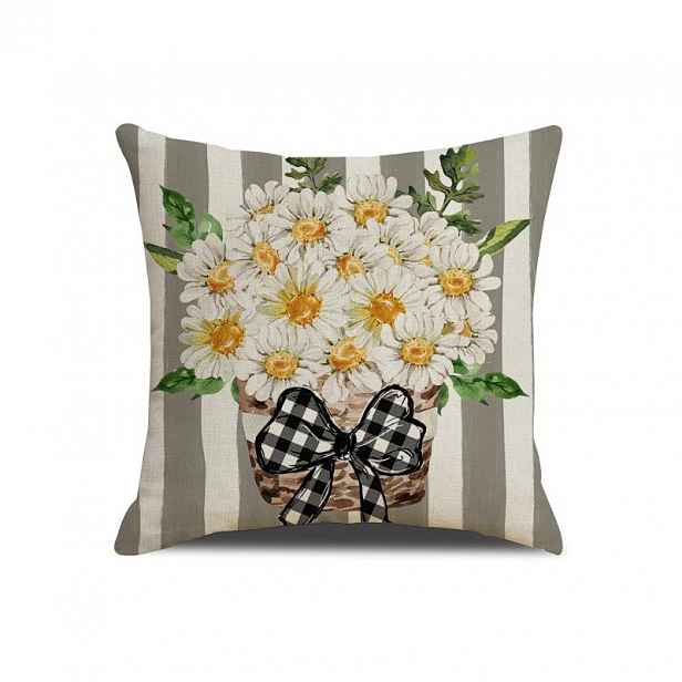 Povlak na polštář DAISIES 45x45 cm, šedý