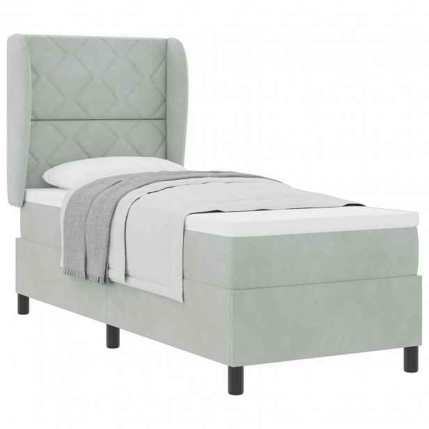 vidaXL Postel s boxspringem s čelo Světle šedá 200 x 80 cm samet