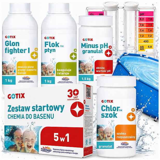 Chemie do bazénu Startovací Sada Chlorové bazénové chemie do bazénu 5KG 5v1