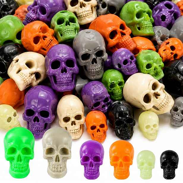 Halloweenské Lebky Mini 150 Ks 6 Barev 3 Velikosti Svítící Diy