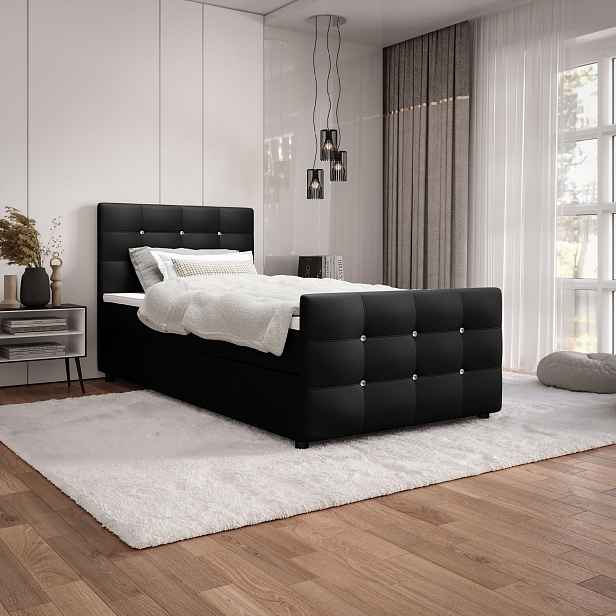 Jednolůžková postel 100x200 KAUR s úložným prostorem - černá 2