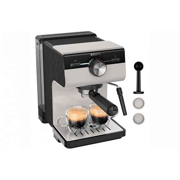 Pákový kávovar KRUPS Authentic XP381B10 Světle šedý/Černý