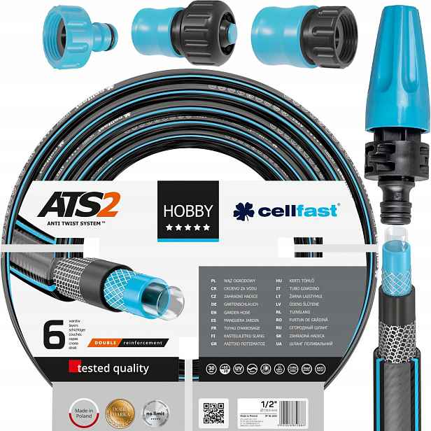 Set Zahradní Hadice 6-VRSTVOVÝ Jednoduchý Zavlažovač 3x Uv Spojka 1/2" 32BAR 50M