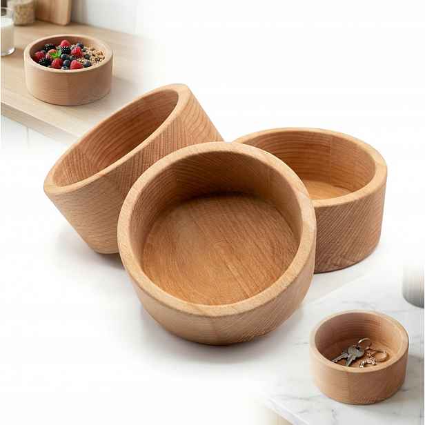Set x3 Bukových Misek 15 cm olejované Dřevěné ruční výroba, univerzální