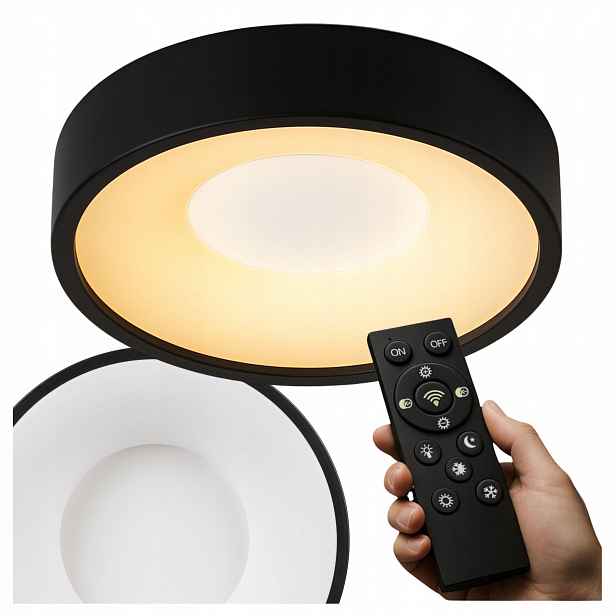 Stropní Svítidlo stropní svítidlo Led 30W Kulatý svítidlo černé 3 barvy světla