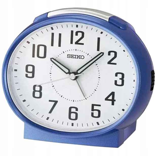 Modrý Oválný Budík Seiko QHK059L, Hlasitý Alarm, Tichý Mechanismus