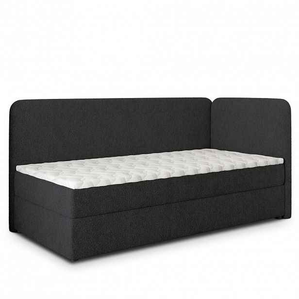 MASSENO AMERICKÁ POSTEL GINA 90x200 cm, s matrací a úložným prostorem, černá