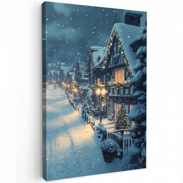 MuchoWow OBRAZ NA PLÁTNĚ Vánoční vesnice - Vánoce - Sníh - Zima 20x30 cm