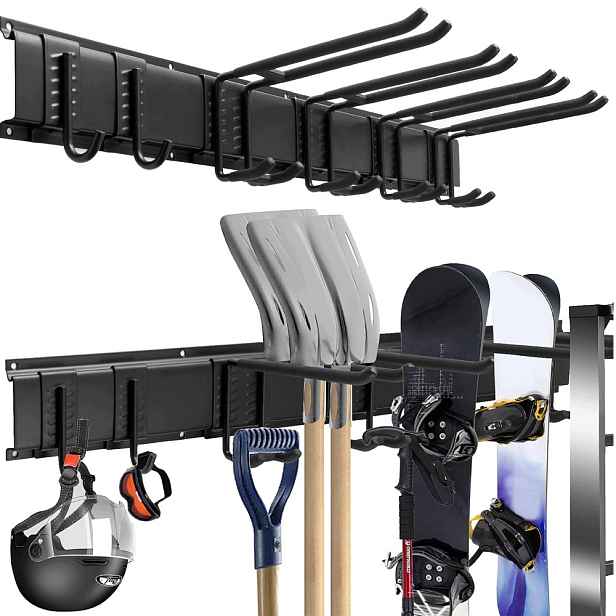 2V1 Věšák Na Nářadí Držák Na Hrábě Metly Zahradní Mop Do Garáže 81 CM