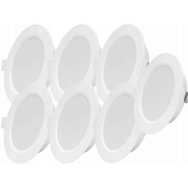 7x Led zapuštěná stropní lampa 6W Slim, teplá, plochý podomítkový panel