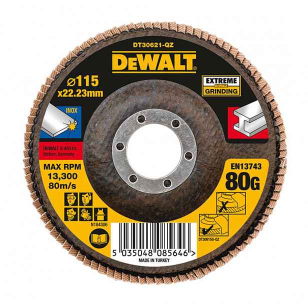 DeWALT - Lamelový brusný kotouč, P80, průměr 115 mm DT30621