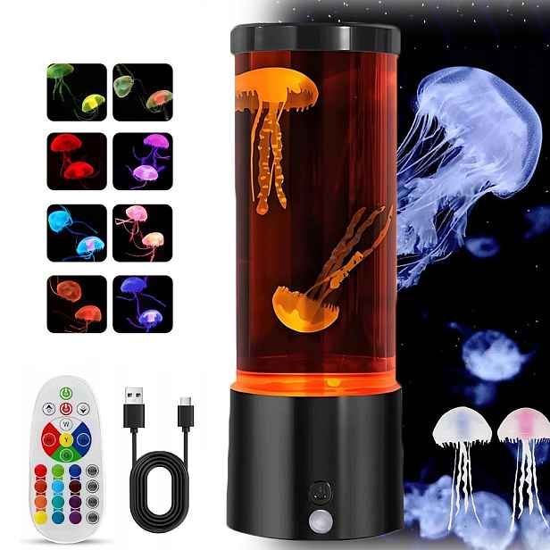 Lávová Lampa S Medúzami, Led Lampa, Rgb Náladová Lampa S Barvami