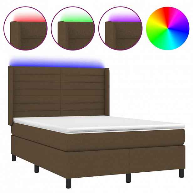 vidaXL LED box pružinová postel s čelo textil