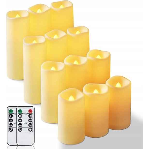12 Realistických Voděodolných Led Svíček Blikající Plamen Uvnitř