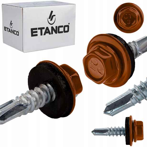 Samovrtné šrouby do kovu 3 mm 4,8 x 19 mm Ral 8004 250 ks Etanco GT3 Z14