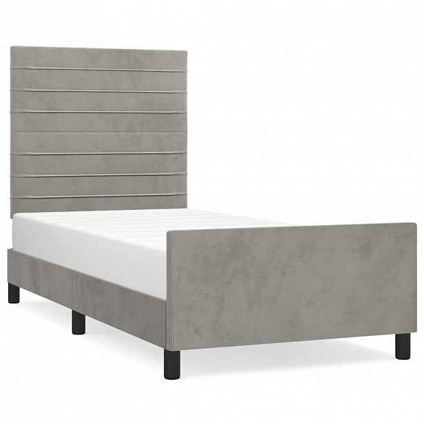 vidaXL Rám postele bez matrace světle šedá 100 x 200 cm samet