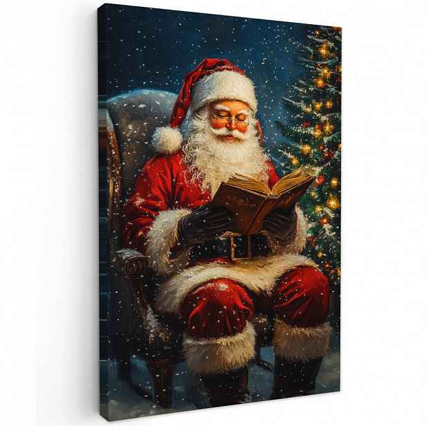 MuchoWow OBRAZ NA PLÁTNĚ Otec Vánoc - Vánoce - Zima - Vánoční stromek 20x30 cm