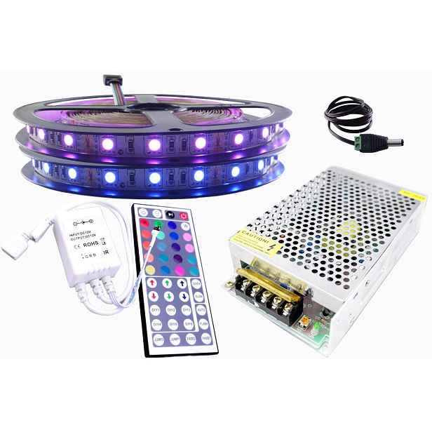 Set Led pásek 300 Smd Rgb 5050 ovladač 10 m