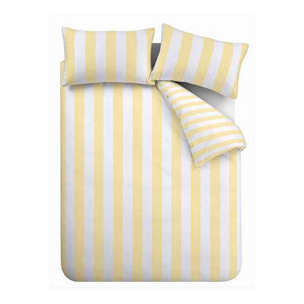 Žluté 3dílné povlečení na dvoulůžko 200x200 cm Cove Stripe – Catherine Lansfield