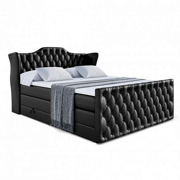 ALTDECOR POSTEL boxspring VILA-Z KING – 200 x 200 – H3/H4 – vysoce lesklá černá