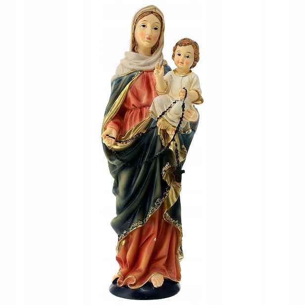 Figurka Matka Boží Boží Růžencová S Růžencem A Ježíšem – 20 CM Vysoká