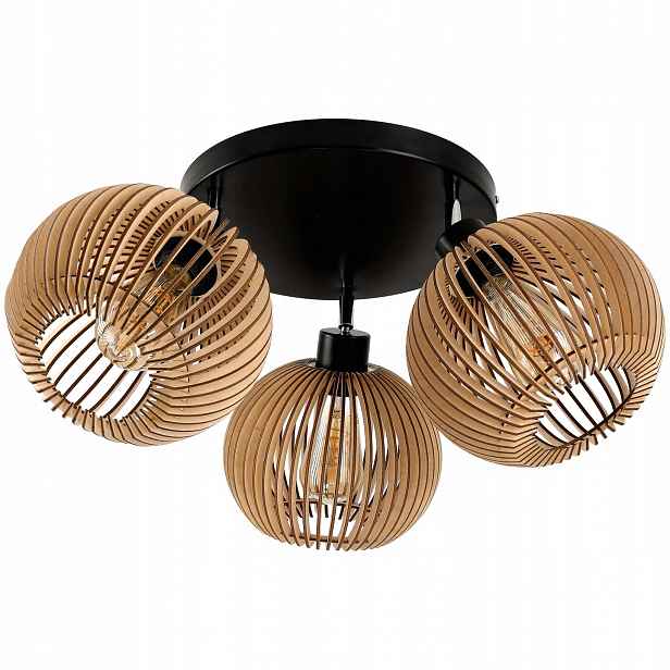 Lampa stropní svítidlo lustr pohyblivý strop stínidlo dřevo 3