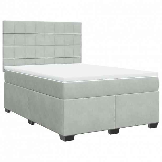 vidaXL Box spring postel s matrací světle šedá 140x190 cm samet