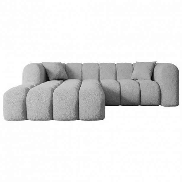 ALTDECOR ROHOVÁ SEDACÍ SOUPRAVA s otomanem vlevo OLEA-L1 – 231 × 173 × 74 cm světle šedá
